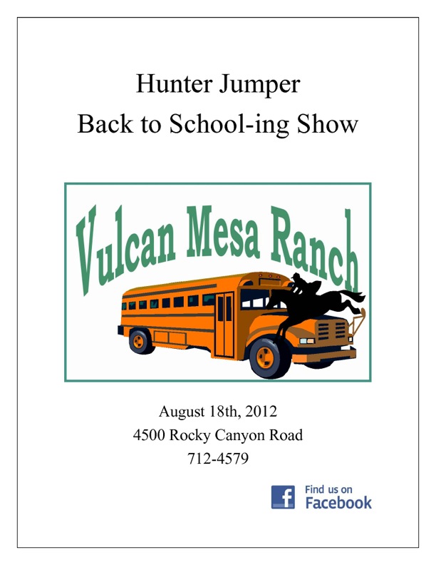 vulcan mesa Hunter Jumper Back to School-ing Show