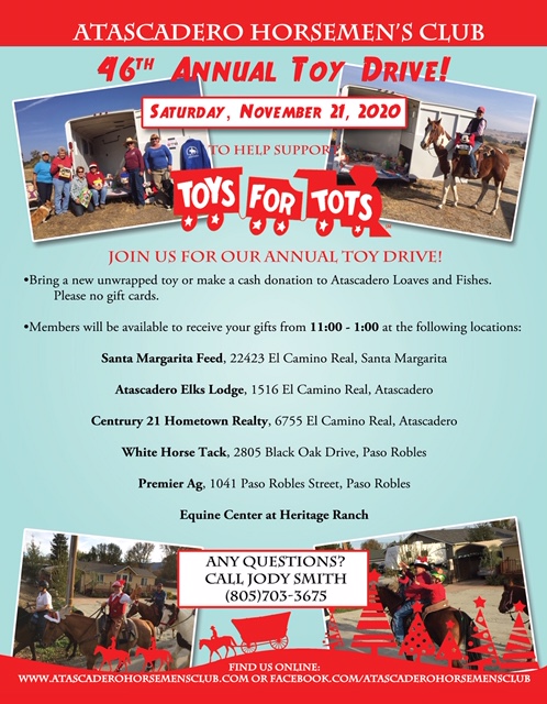 Gathering Toys as Usual: Toys for Tots Trail Ride is Modified  | SLO Horse News 